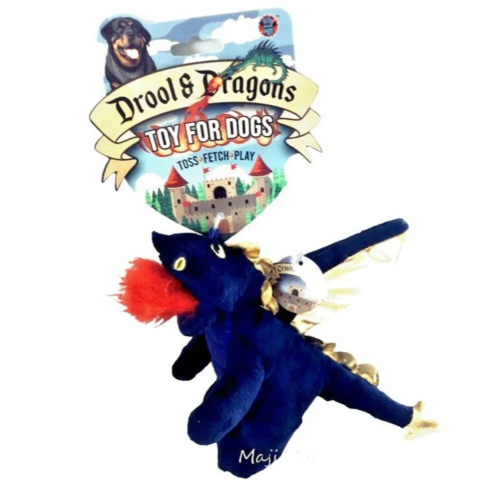 Fire Breathing Dragon Dog Toy Bow Wow Pet Cuddle Toss Fetch Play Squeak Crinkle